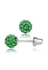 very cute silver pave ball May birthstone baby earrings
